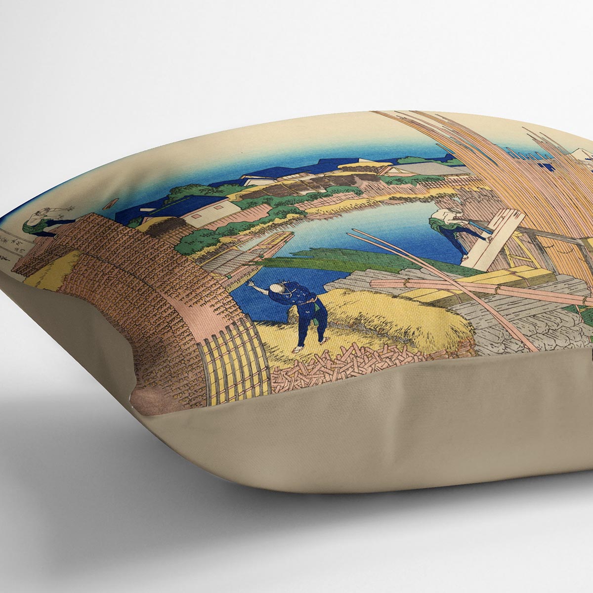 The Timberyard at Honjo by Hokusai Cushion featuring vibrant abstract designs on luxurious vegan faux suede.