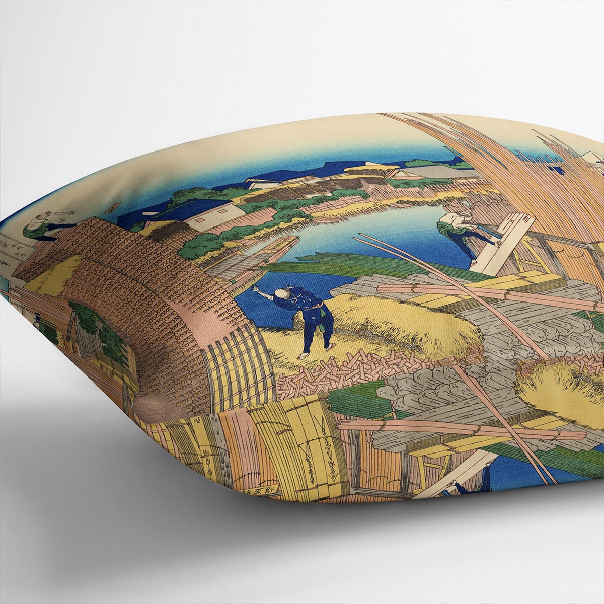 The Timberyard at Honjo by Hokusai Cushion featuring vibrant abstract designs on luxurious vegan faux suede.