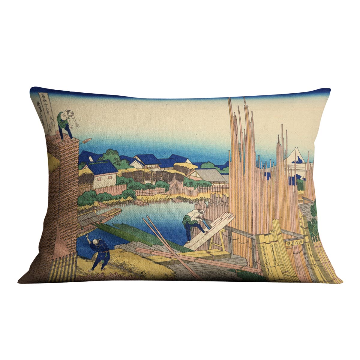 The Timberyard at Honjo by Hokusai Cushion featuring vibrant abstract designs on luxurious vegan faux suede.