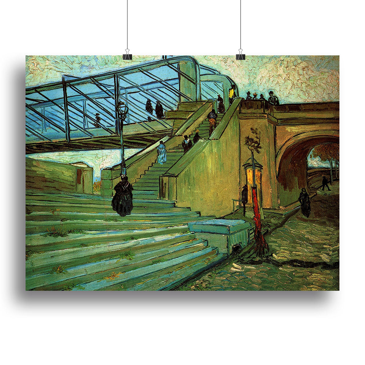 Canvas print of The Trinquetaille Bridge by Van Gogh, showcasing vibrant colors and dynamic brushwork, perfect for home decor.