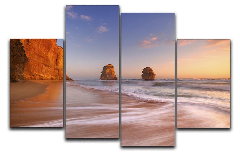 The Twelve Apostles 4 Split Panel Canvas artwork showcasing stunning ocean cliffs divided into four panels.