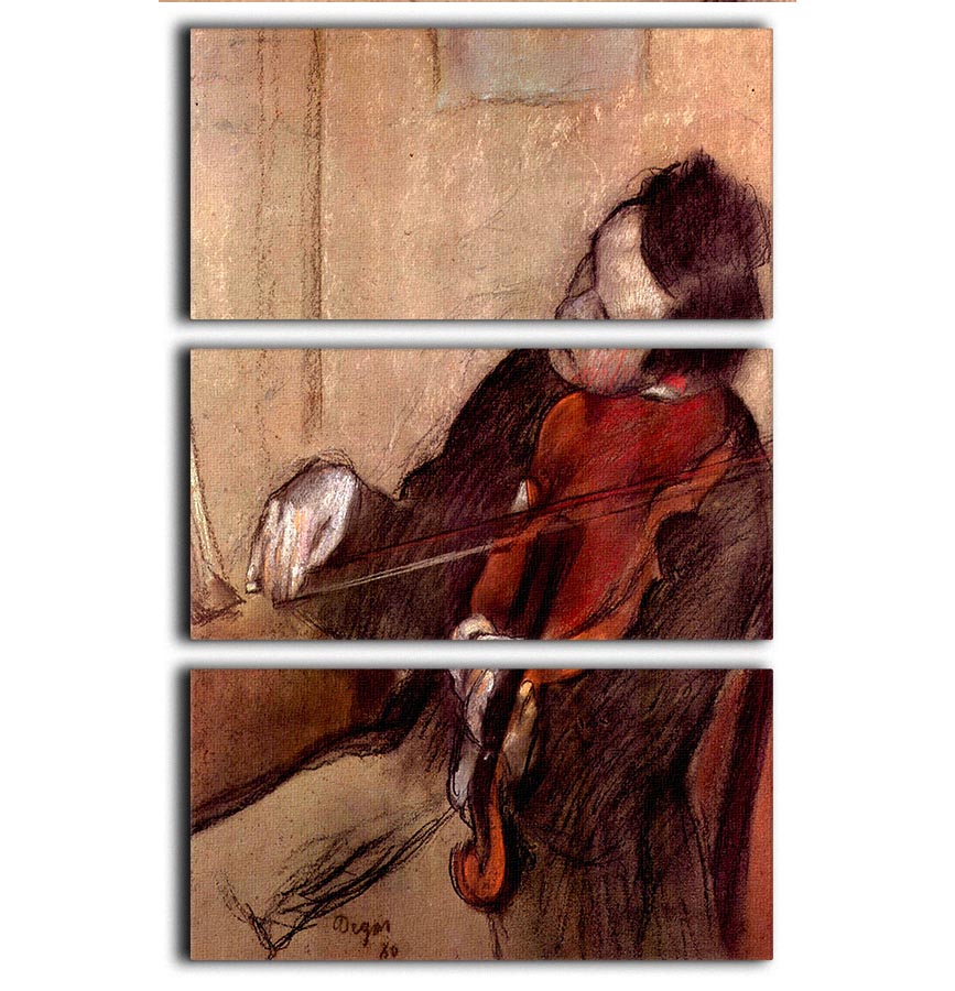 Three-panel canvas print of The Violinist 1 by Degas, showcasing a violinist in a captivating pose.
