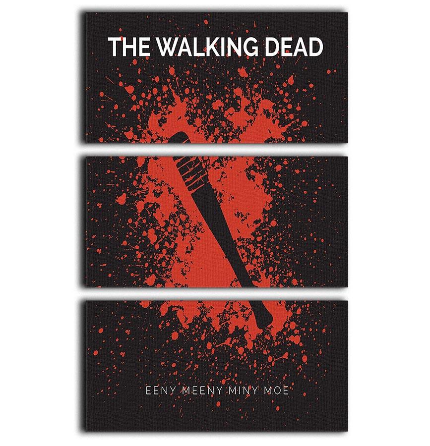 Three-panel canvas print featuring The Walking Dead Eeny Meeny design, showcasing vibrant colors and intricate details.