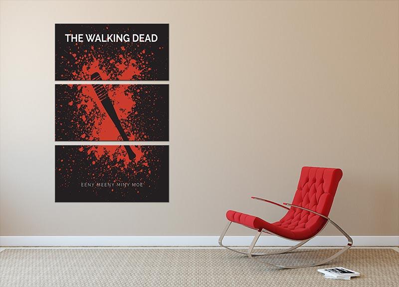 Three-panel canvas print featuring The Walking Dead Eeny Meeny design, showcasing vibrant colors and intricate details.