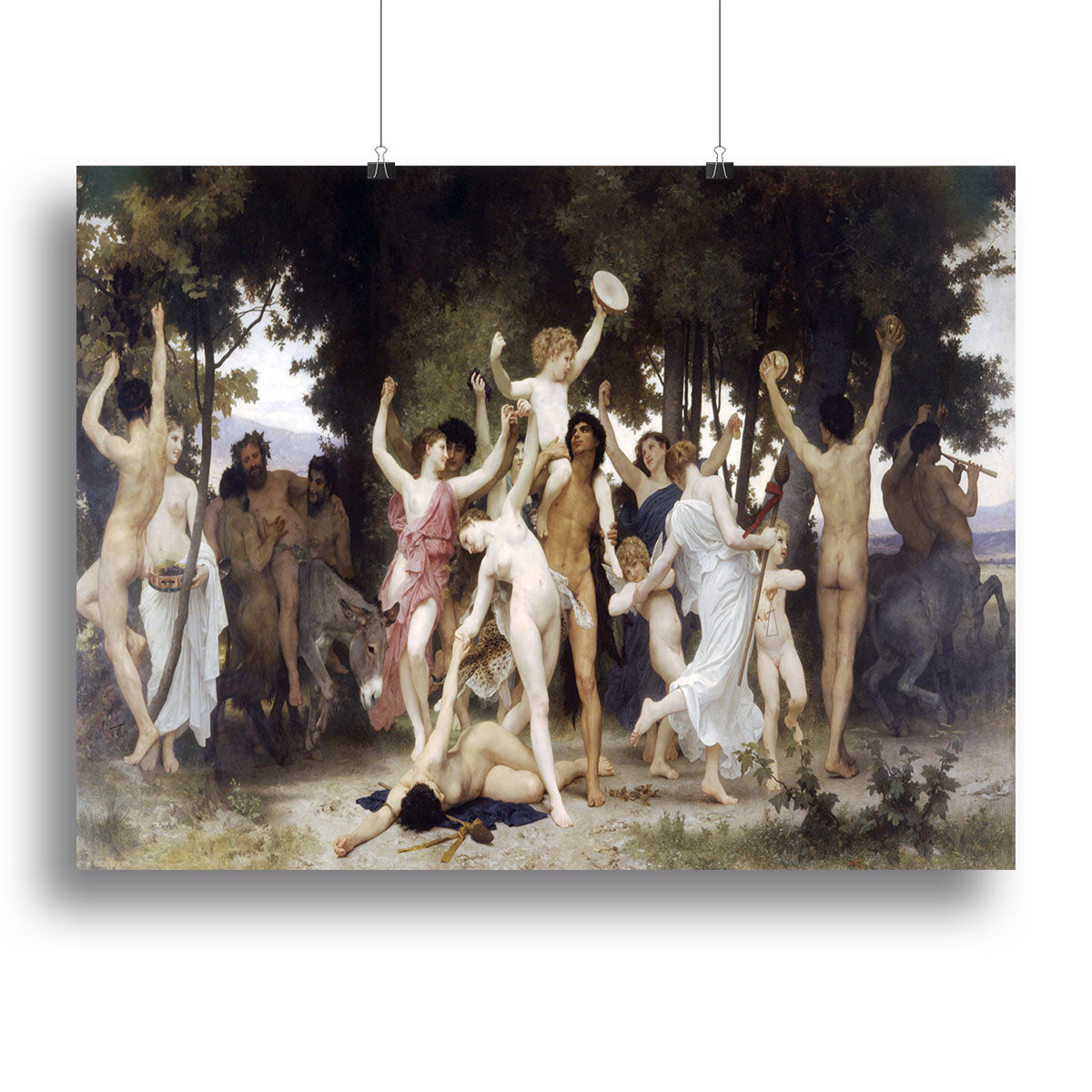 Canvas print of 'The Youth of Bacchus' by Bouguereau, showcasing vibrant colors and intricate details.