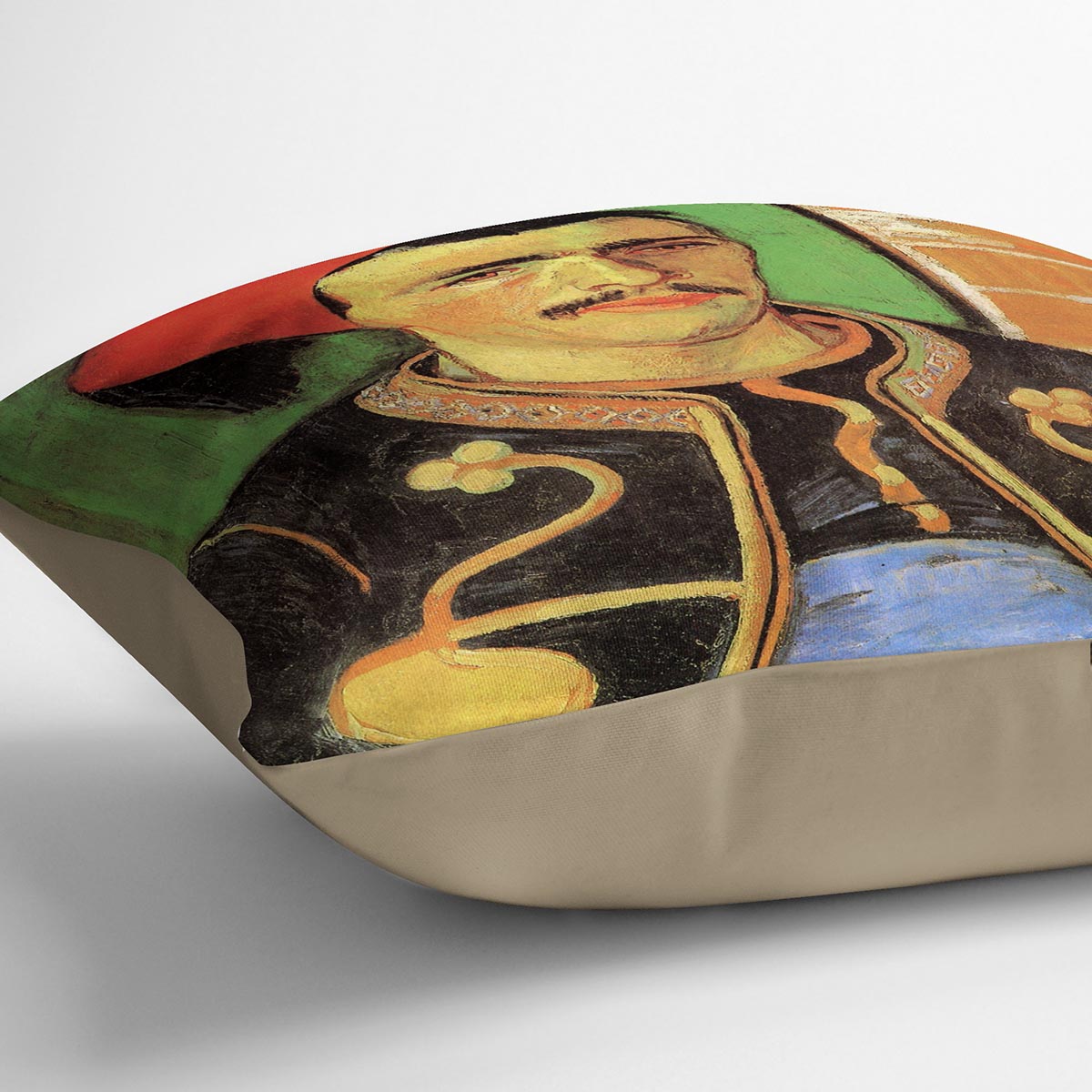 The Zouave Half Length by Van Gogh Cushion featuring vibrant abstract design on luxurious vegan faux suede.