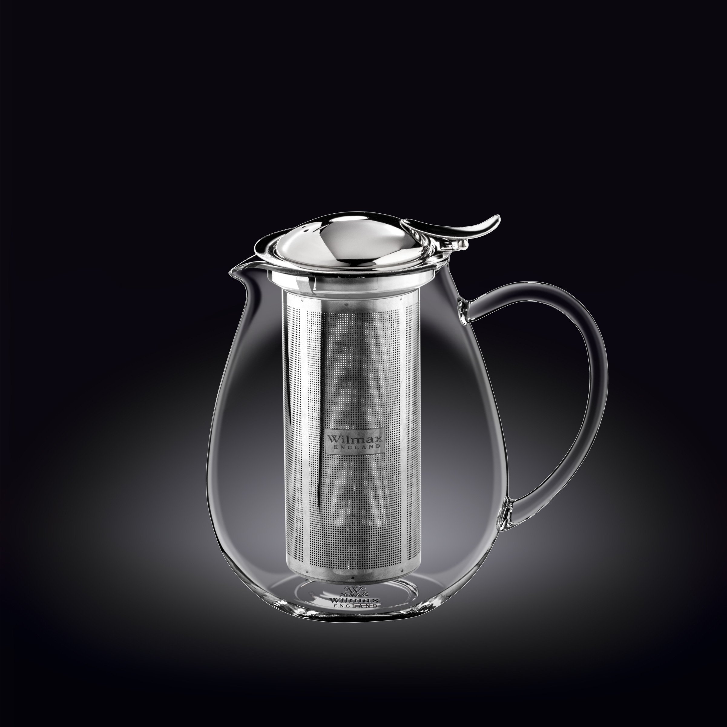 Elegant Thermo Glass Teapot made of borosilicate glass with a bamboo lid and stainless steel infuser, perfect for hot and cold beverages.