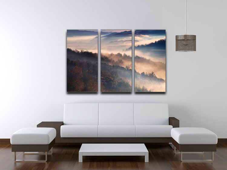 A beautiful 3-panel canvas print featuring captivating designs, perfect for home decor.