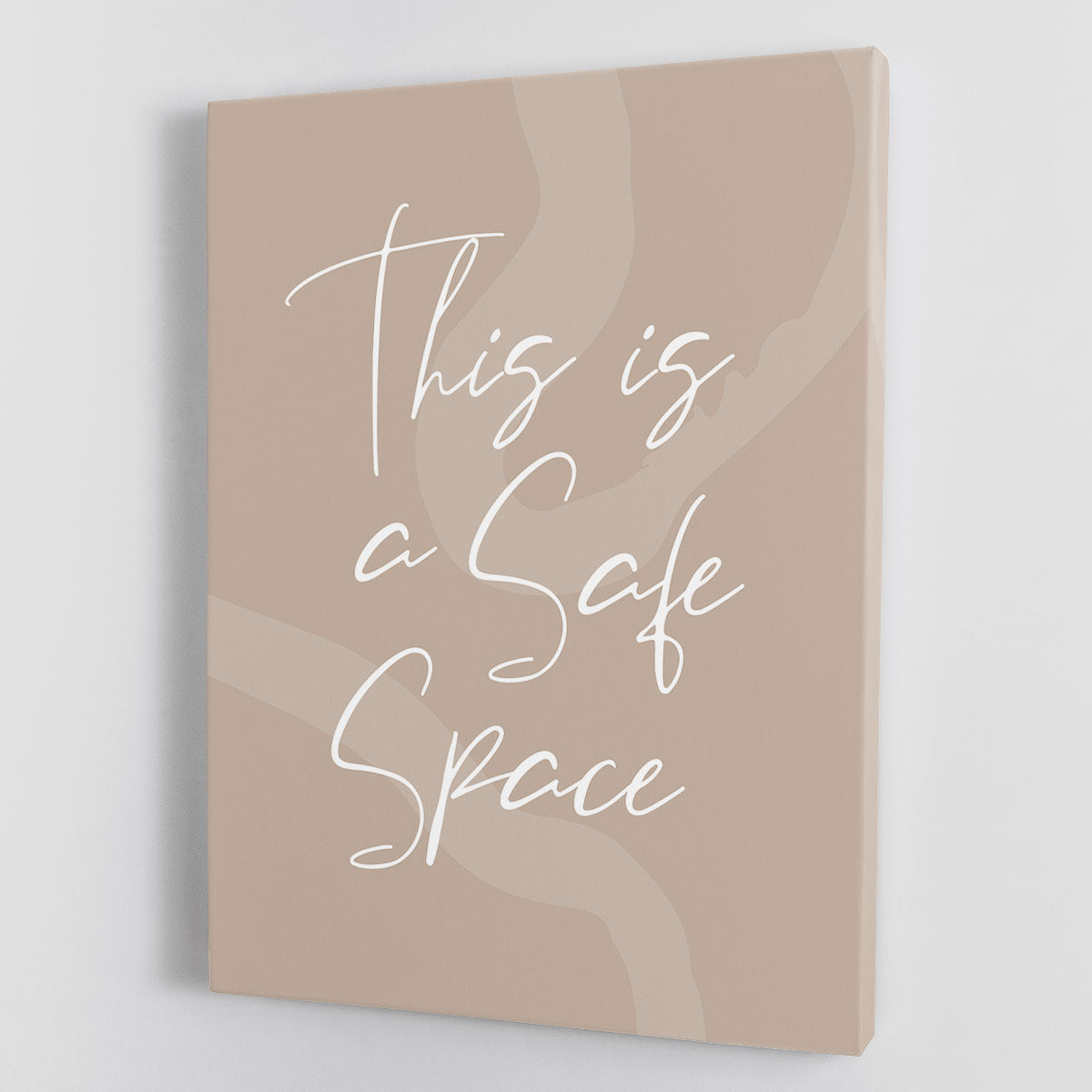 A vibrant canvas print featuring the phrase 'This Is a Safe Space', designed to enhance any decor with elegance and positivity.