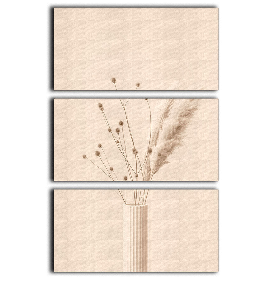 Thistle Pampas Beige 3-panel canvas print showcasing elegant design and neutral tones, perfect for home decor.