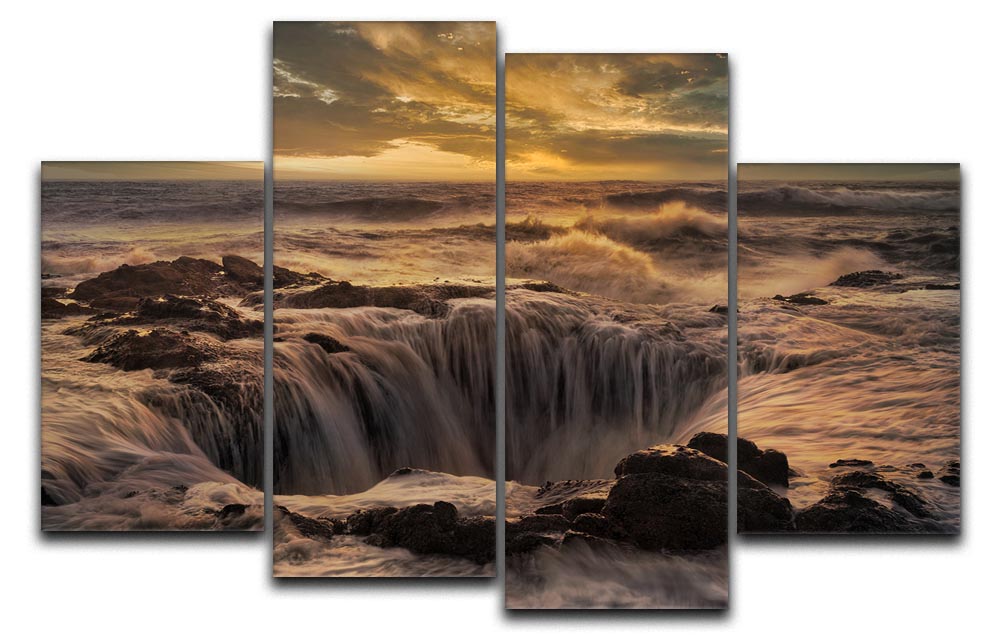 Thor's Well 4 Split Panel Canvas artwork showcasing a natural wonder in four sections.