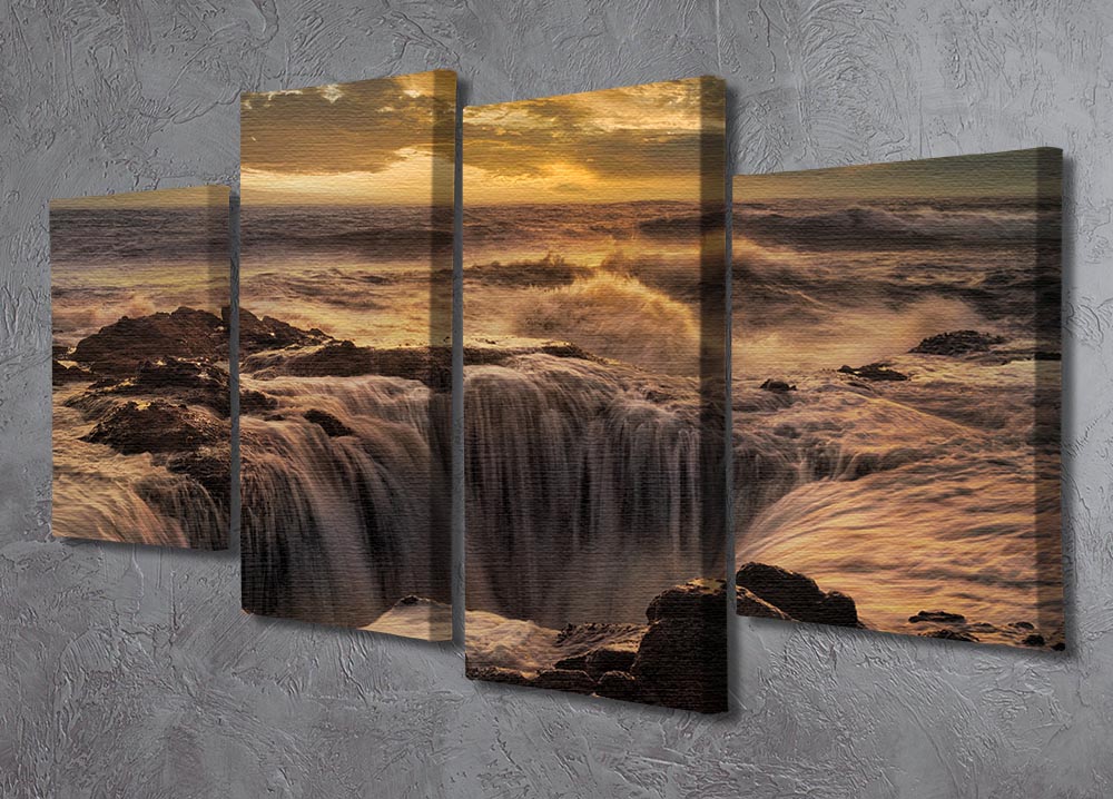 Thor's Well 4 Split Panel Canvas artwork showcasing a natural wonder in four sections.