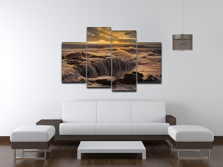 Thor's Well 4 Split Panel Canvas artwork showcasing a natural wonder in four sections.