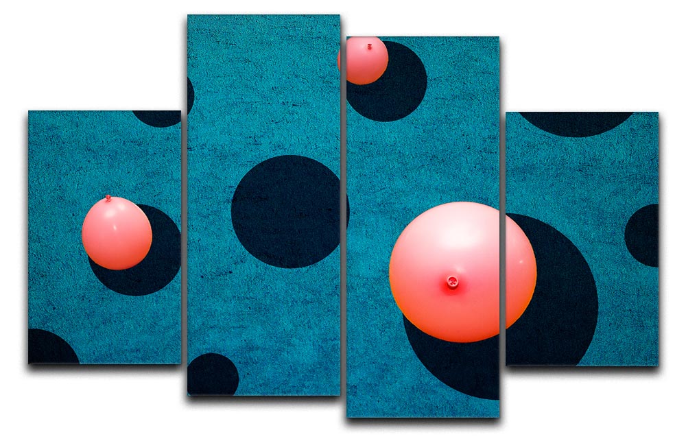 A vibrant 4-split canvas artwork featuring three colorful balloons, creating a cheerful and dynamic visual effect.