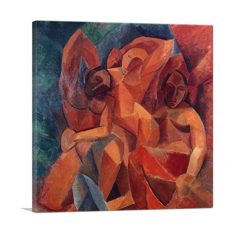 Canvas art titled 'Three Women 1908', featuring three elegantly portrayed women in vibrant colors, perfect for home decor.