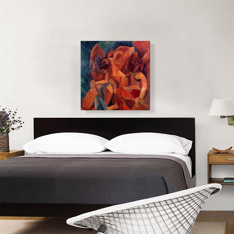 Canvas art titled 'Three Women 1908', featuring three elegantly portrayed women in vibrant colors, perfect for home decor.