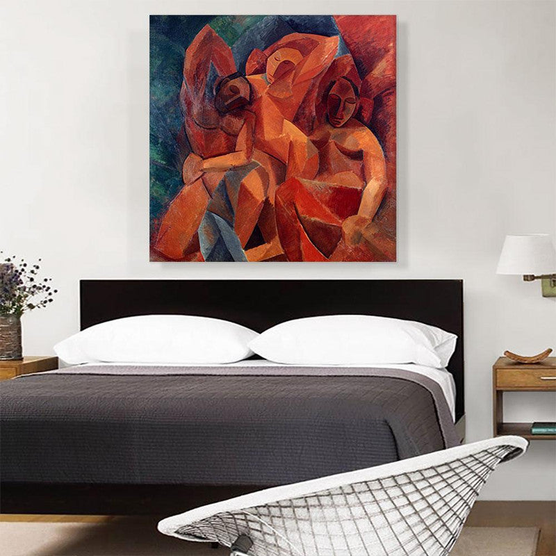 Canvas art titled 'Three Women 1908', featuring three elegantly portrayed women in vibrant colors, perfect for home decor.
