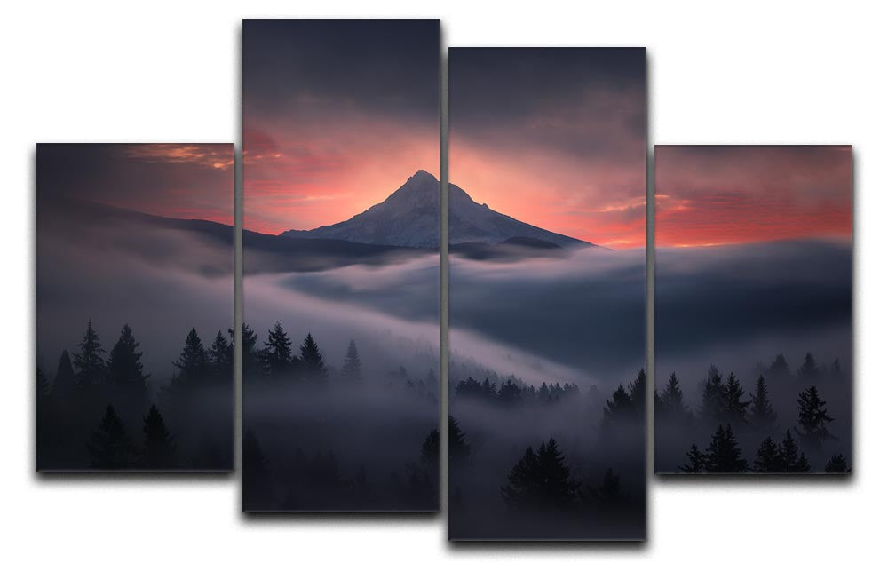 A beautiful 4-split canvas artwork depicting a scenic view through a window, enhancing any interior space.