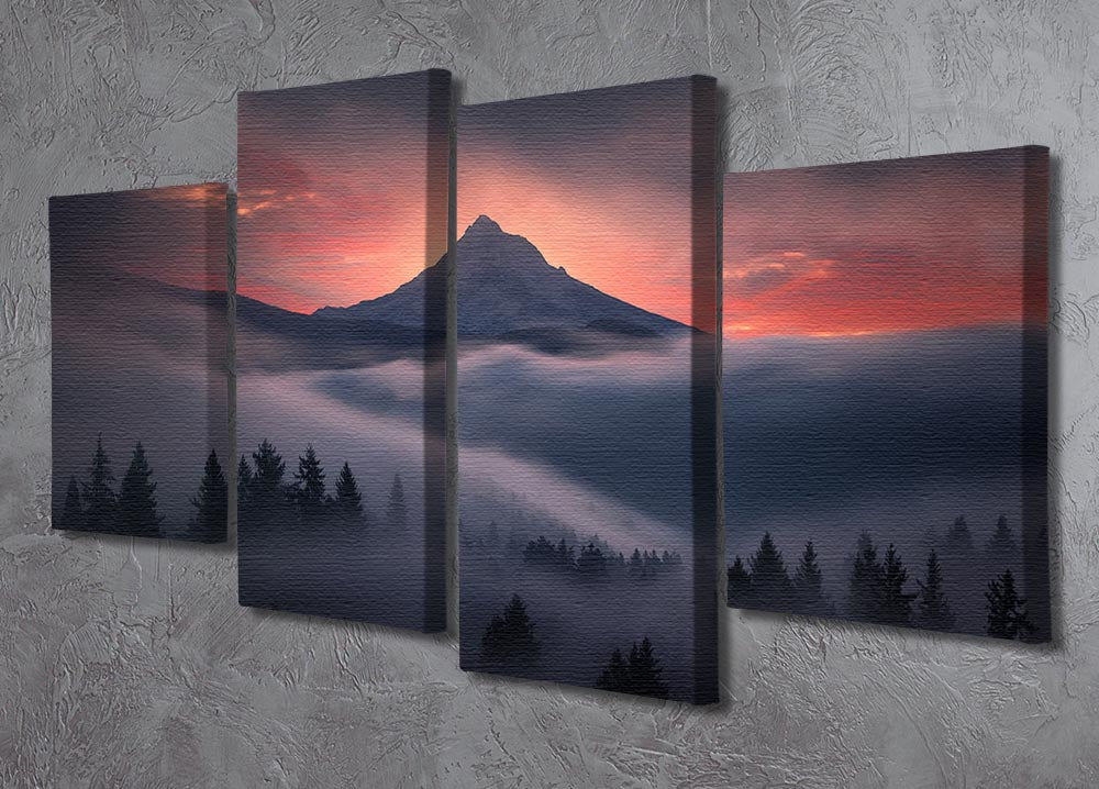 A beautiful 4-split canvas artwork depicting a scenic view through a window, enhancing any interior space.