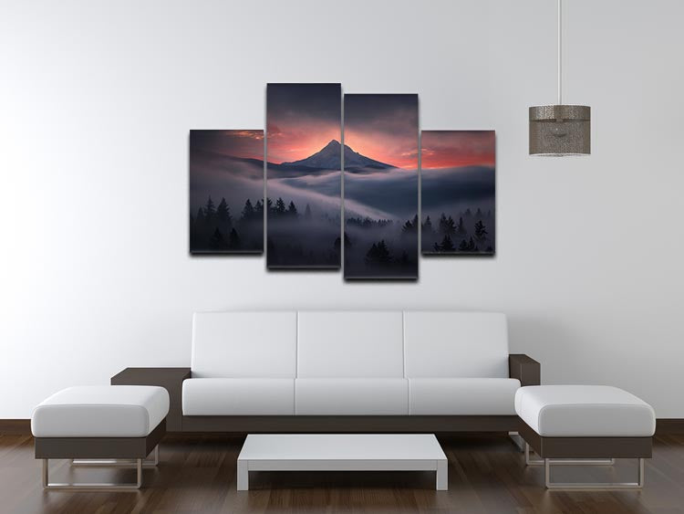 A beautiful 4-split canvas artwork depicting a scenic view through a window, enhancing any interior space.