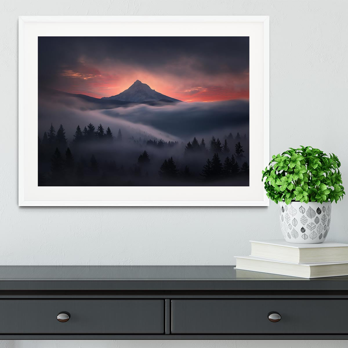 A beautifully framed print titled 'Through The Window', showcasing vibrant colors and high-quality craftsmanship in a stylish frame.