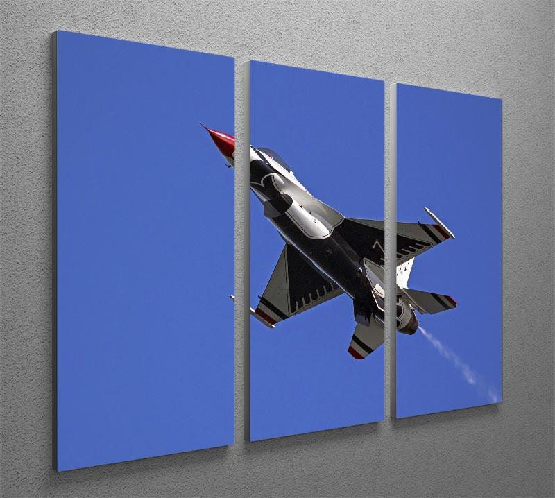 A stunning 3-panel canvas print featuring the Thunderbirds F-16 fighter jet, showcasing vibrant colors and intricate details.