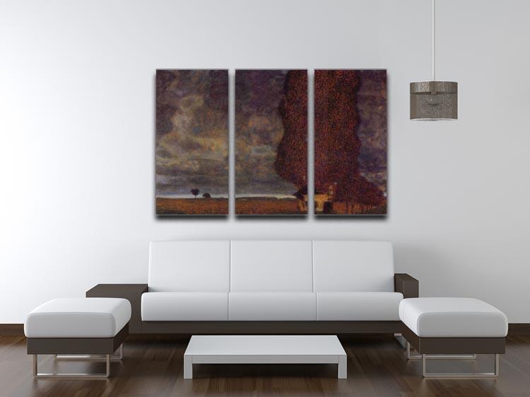 Thunderstorm by Klimt 3-panel canvas print showcasing vibrant colors and intricate details, perfect for home decor.