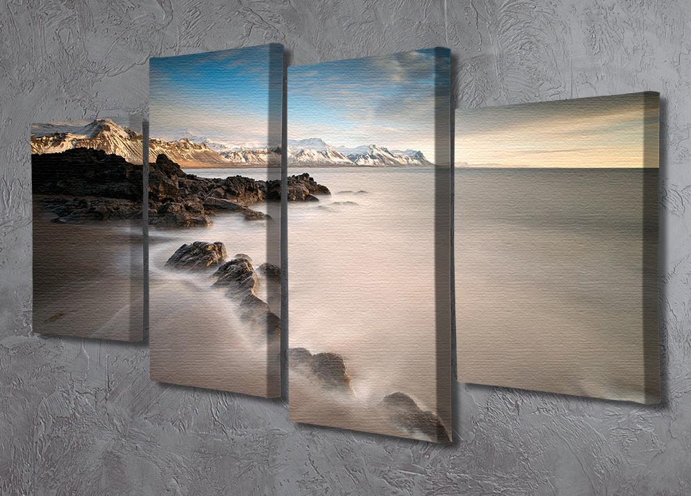 Tides 4 Split Panel Canvas artwork featuring serene ocean waves divided into four panels, creating a dynamic and multi-dimensional effect.