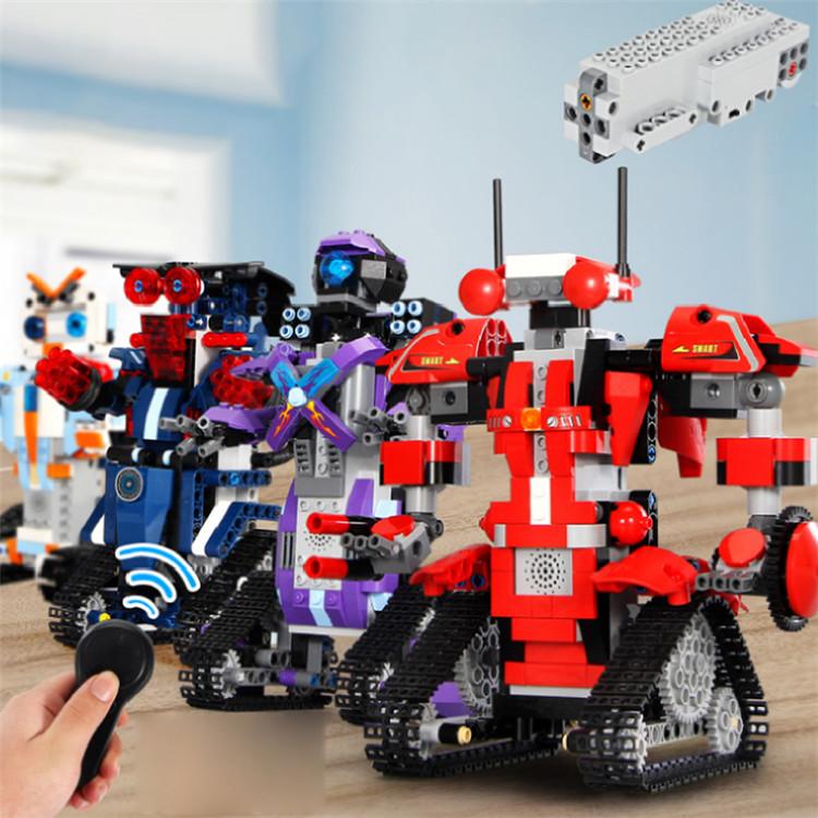 A colorful app-controlled robot designed for kids, showcasing its creative building blocks and interactive features.