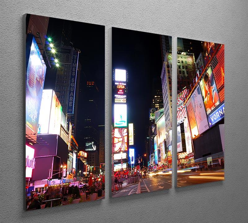 A stunning 3-panel canvas artwork featuring Times Square and Broadway theaters, showcasing vibrant colors and intricate details.
