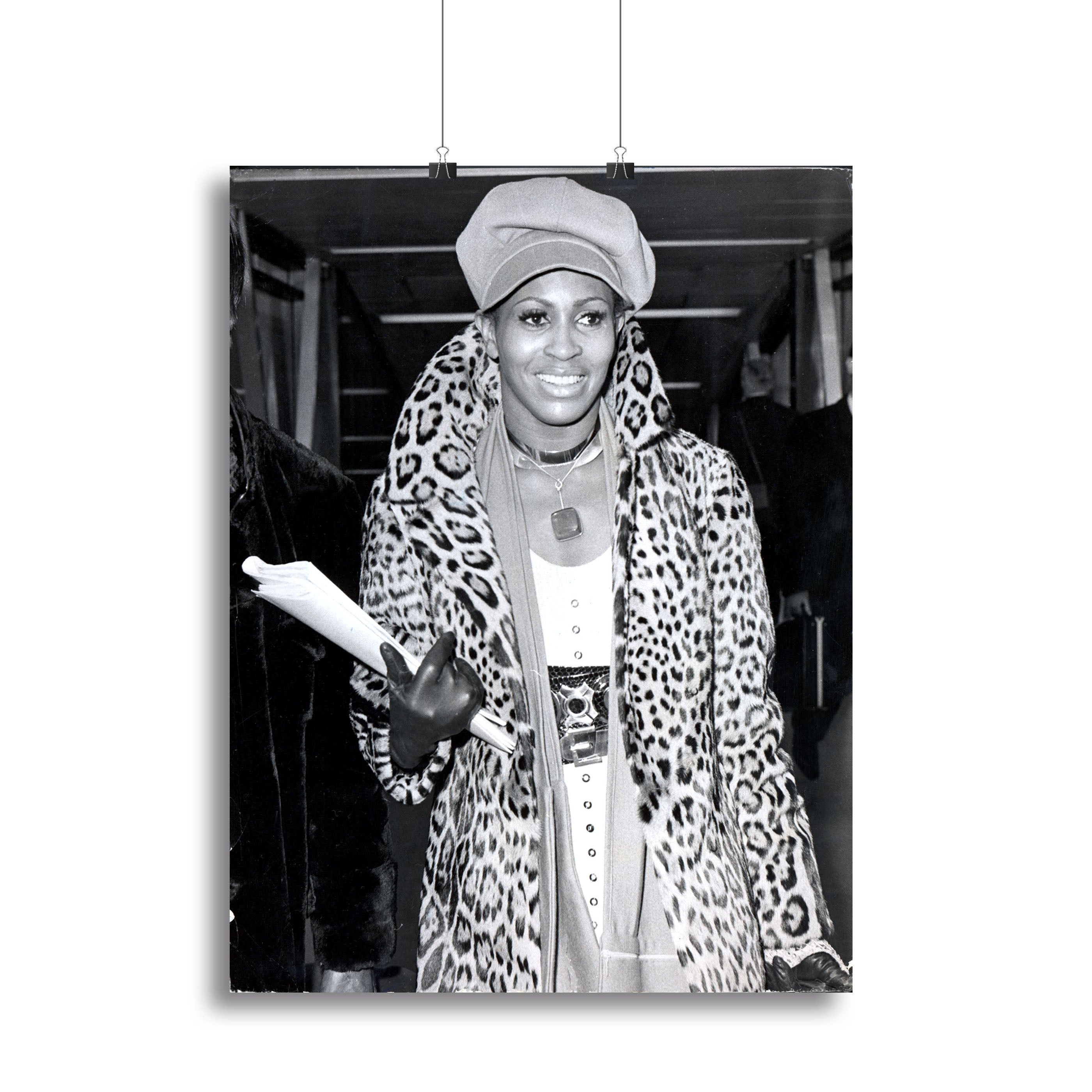 Tina Turner canvas print featuring a leopard design, showcasing vibrant colors and intricate details, perfect for home decor.