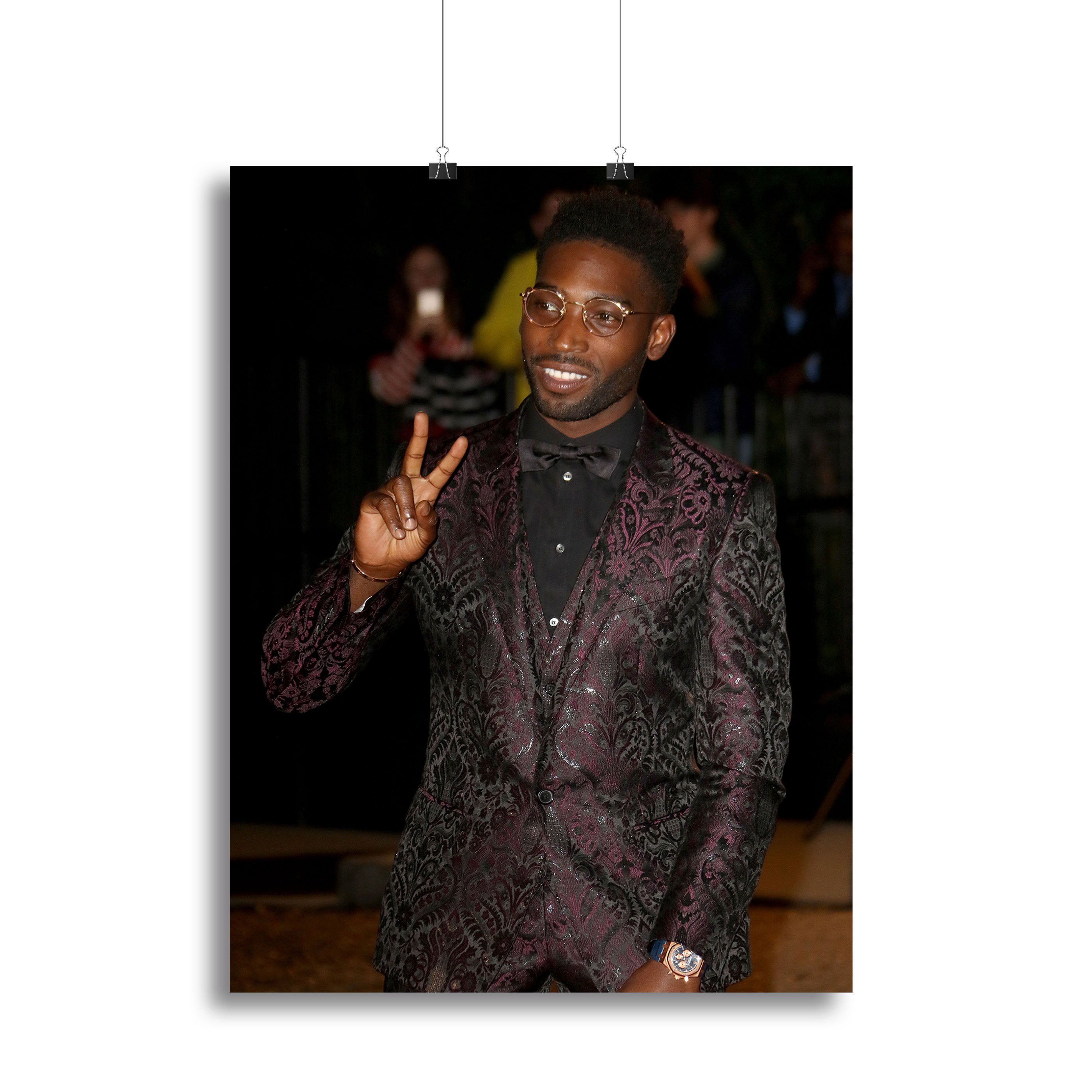 Canvas print featuring Tinie Tempah's artwork with the message of peace, showcasing vibrant colors and modern design.