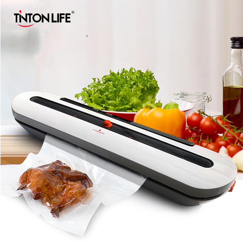 TINTON LIFE Food Vacuum Sealer with bags, showcasing its sleek design and user-friendly interface.