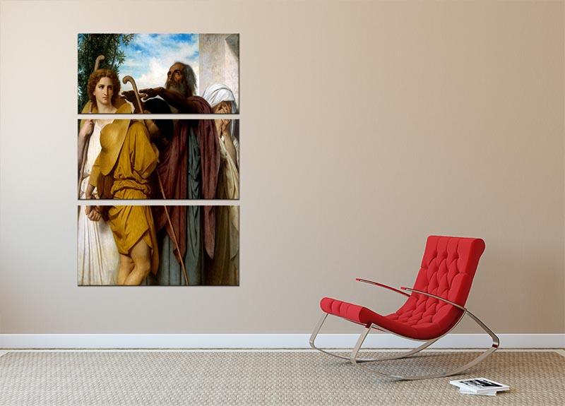 Three-panel canvas art depicting Tobias saying goodbye to his father, showcasing rich colors and intricate details.