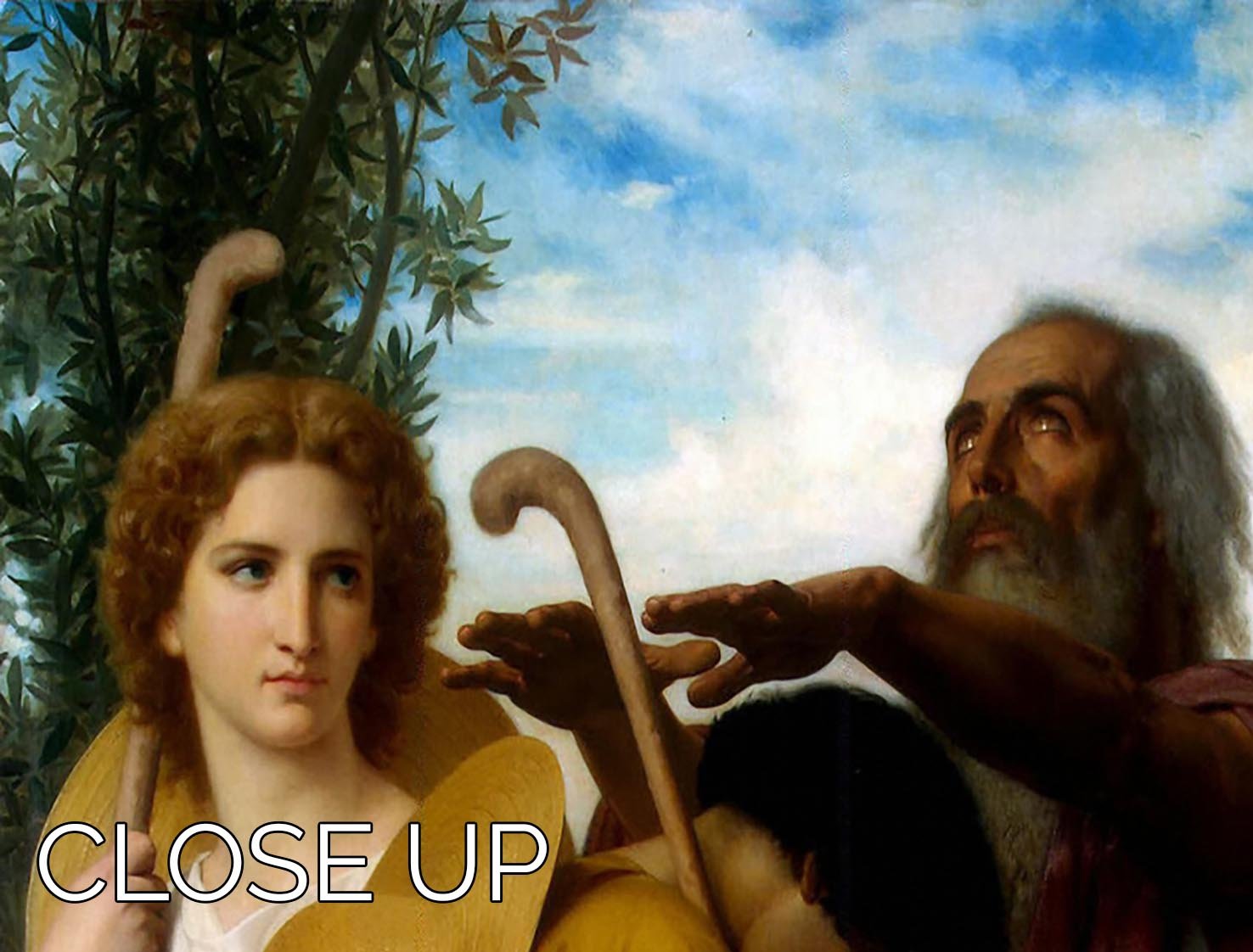 Three-panel canvas art depicting Tobias saying goodbye to his father, showcasing rich colors and intricate details.