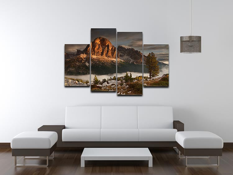 Tofana De Rozes 4 Split Panel Canvas artwork featuring majestic mountain scenery divided into four panels.