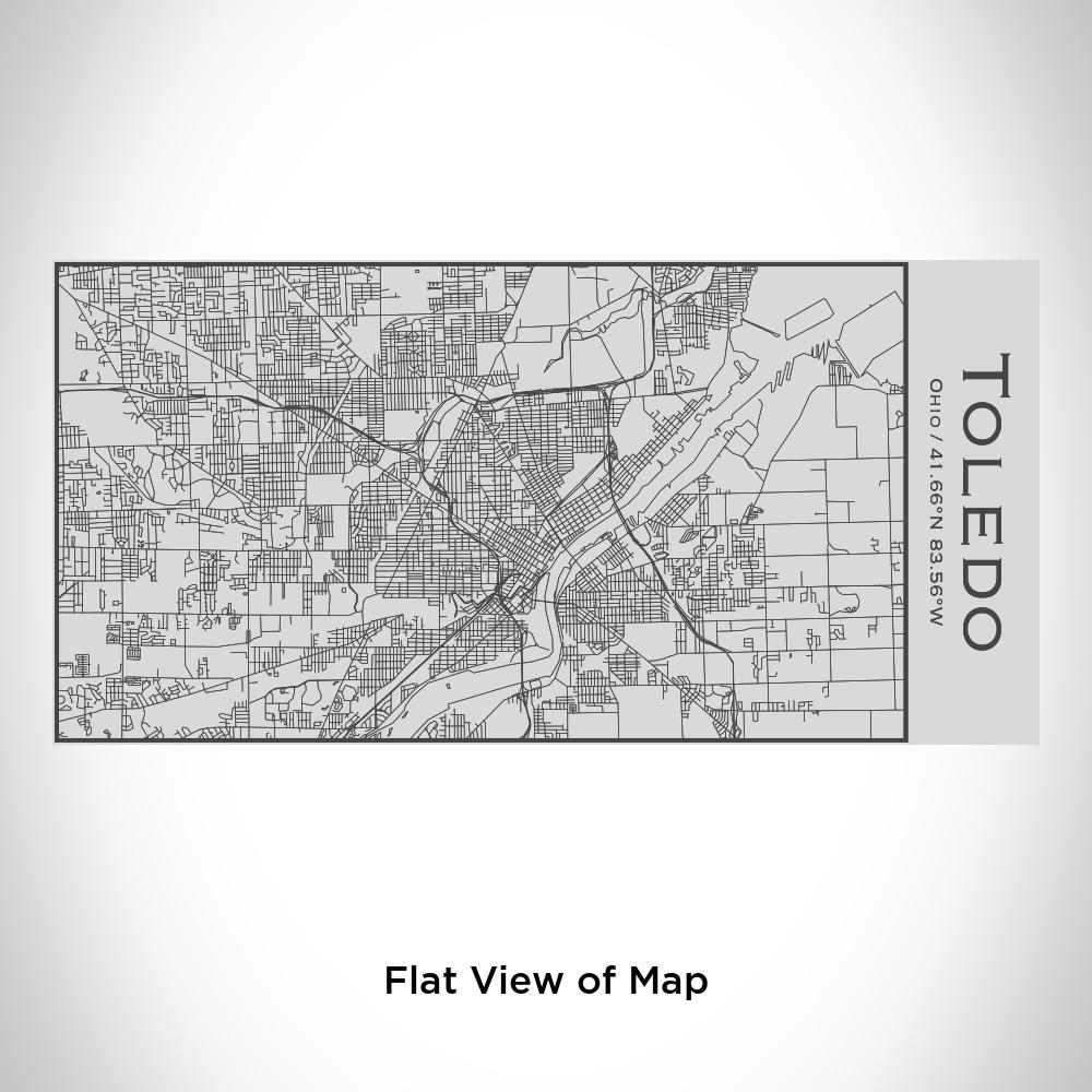 17oz insulated stainless steel bottle featuring a custom engraved map of Toledo, Ohio with coordinates.