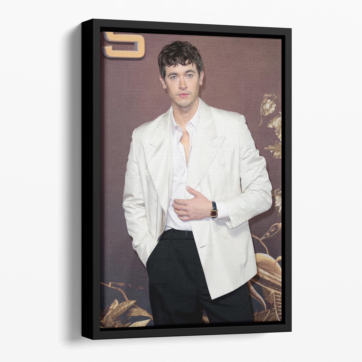 Tom Blyth Floating Framed Canvas featuring vibrant abstract art in a handcrafted wooden frame, creating a stunning floating effect.