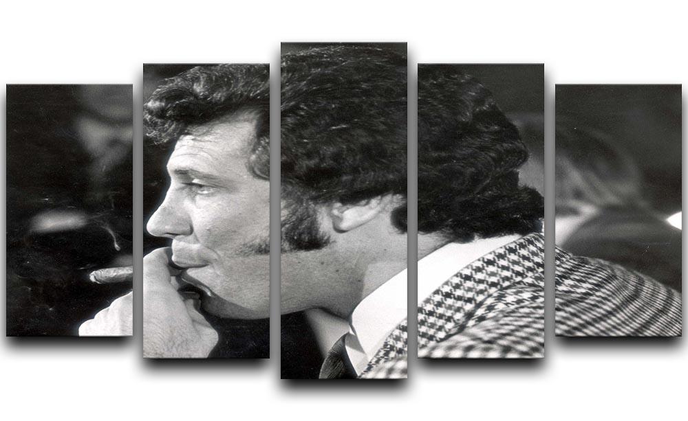 5-split canvas artwork featuring Tom Jones with a cigar, showcasing vibrant colors and dynamic design.
