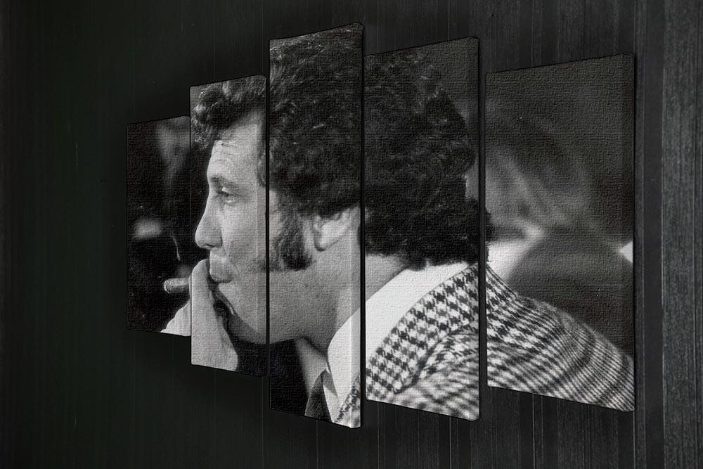 5-split canvas artwork featuring Tom Jones with a cigar, showcasing vibrant colors and dynamic design.