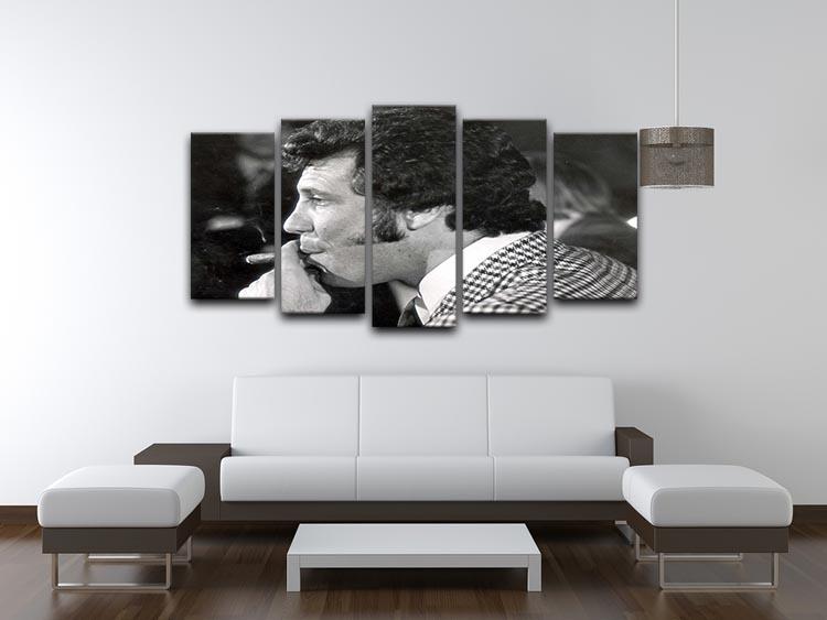5-split canvas artwork featuring Tom Jones with a cigar, showcasing vibrant colors and dynamic design.