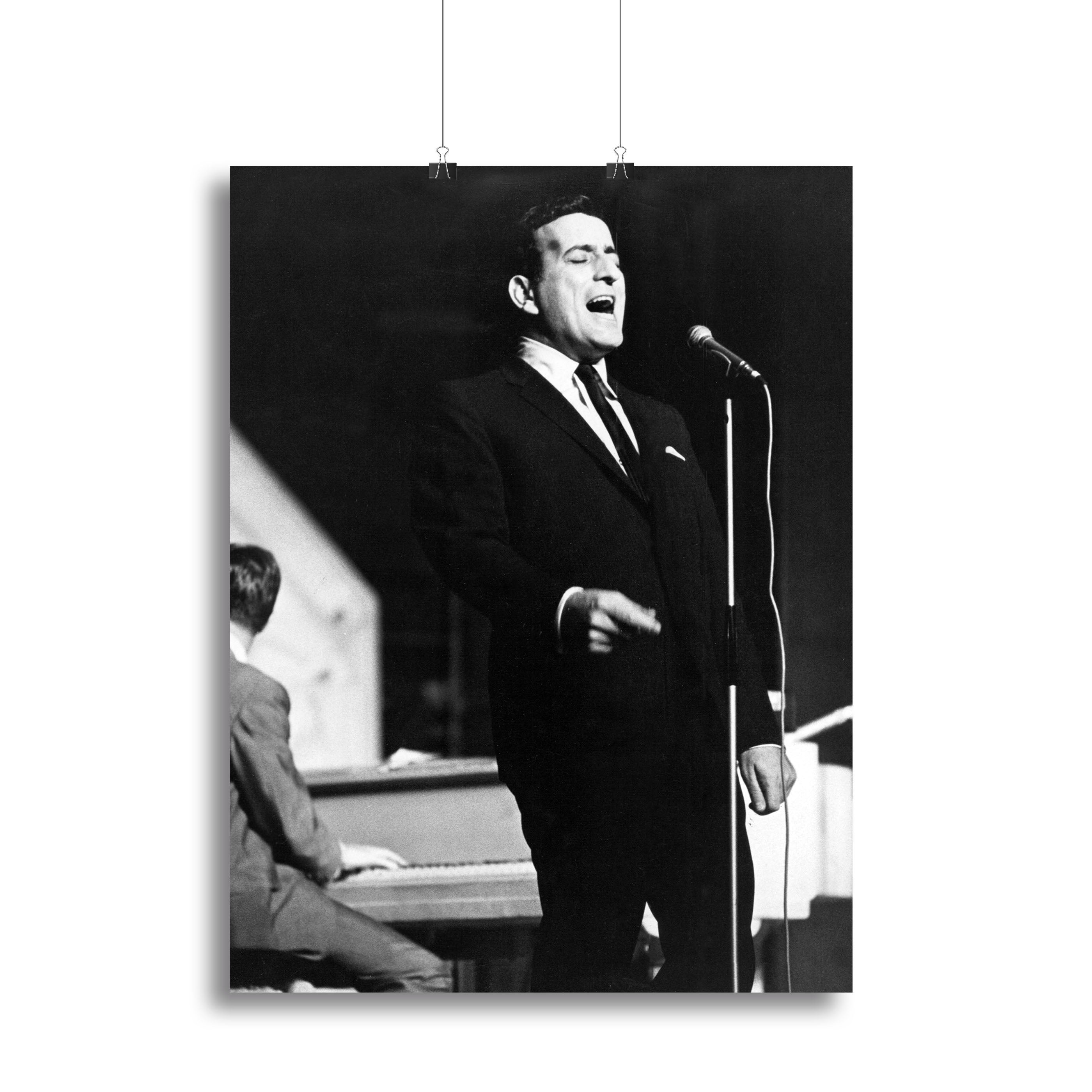 Canvas print or poster featuring Tony Bennett in 1965, showcasing vibrant colors and intricate details.