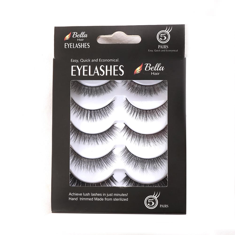 Top Quality False Eyelashes in a box, showcasing 5 pairs of hand-made synthetic eyelashes for stunning eye makeup.