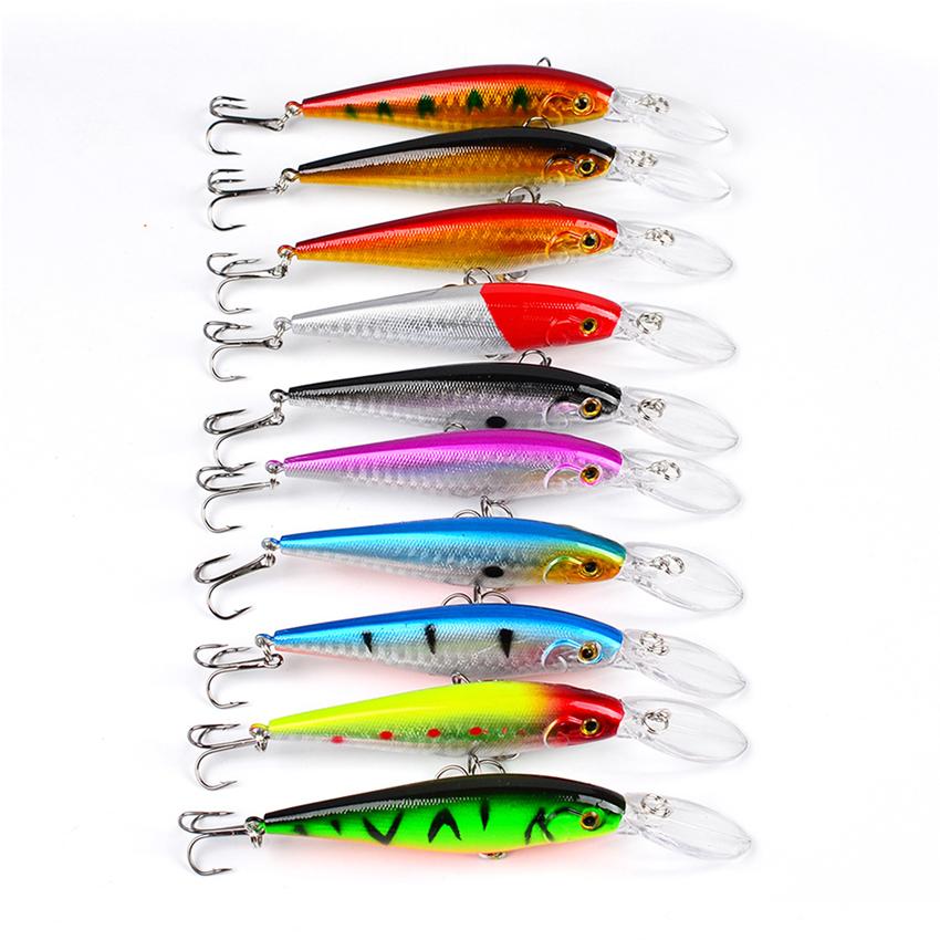 Top walleye crankbaits in various colors, showcasing realistic minnow profiles and sharp VMC hooks, ideal for lake fishing.