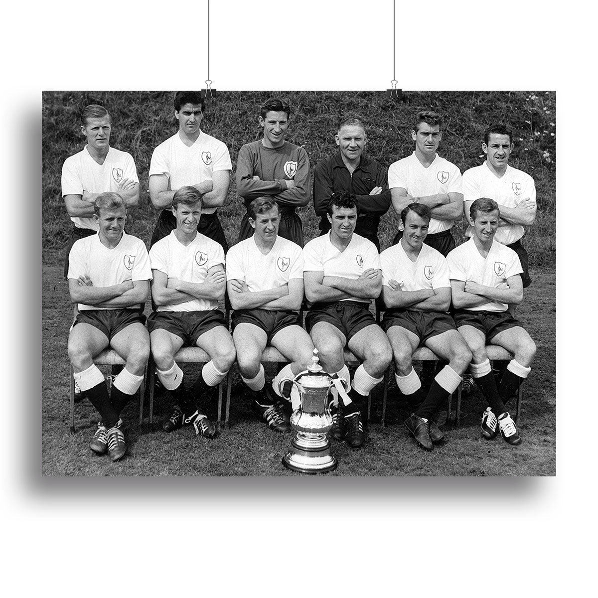 Canvas print or poster featuring Tottenham Hotspur's 1962-63 team, showcasing players in action with vibrant colors.