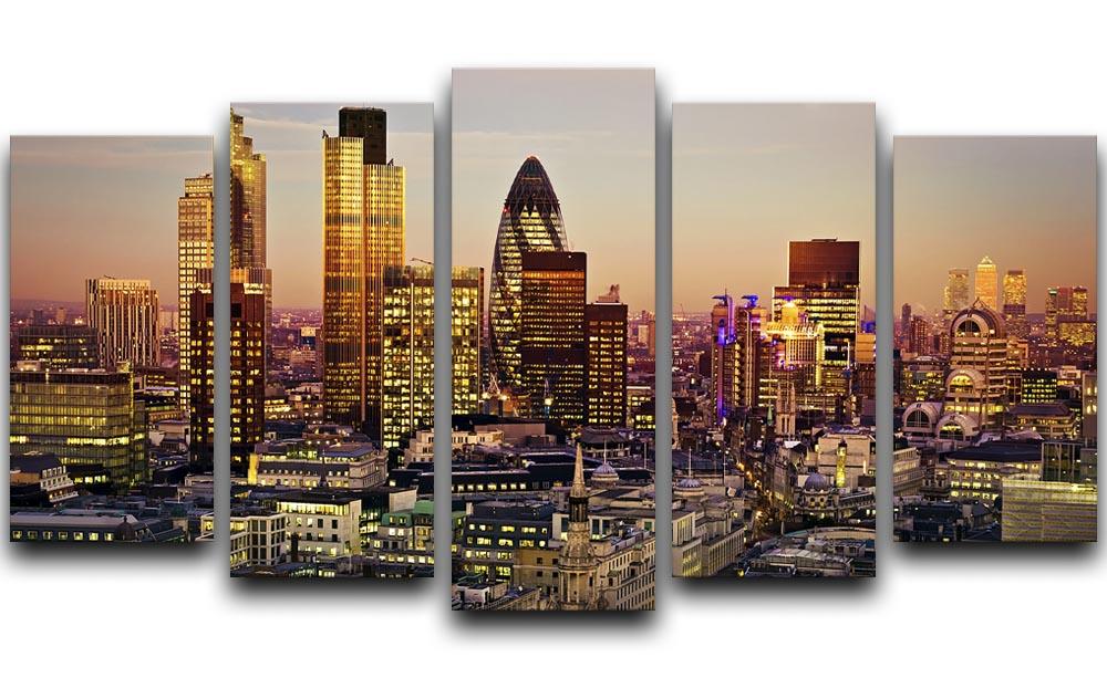 5-split canvas artwork featuring the Tower 42 Gherkin, showcasing a modern architectural design.