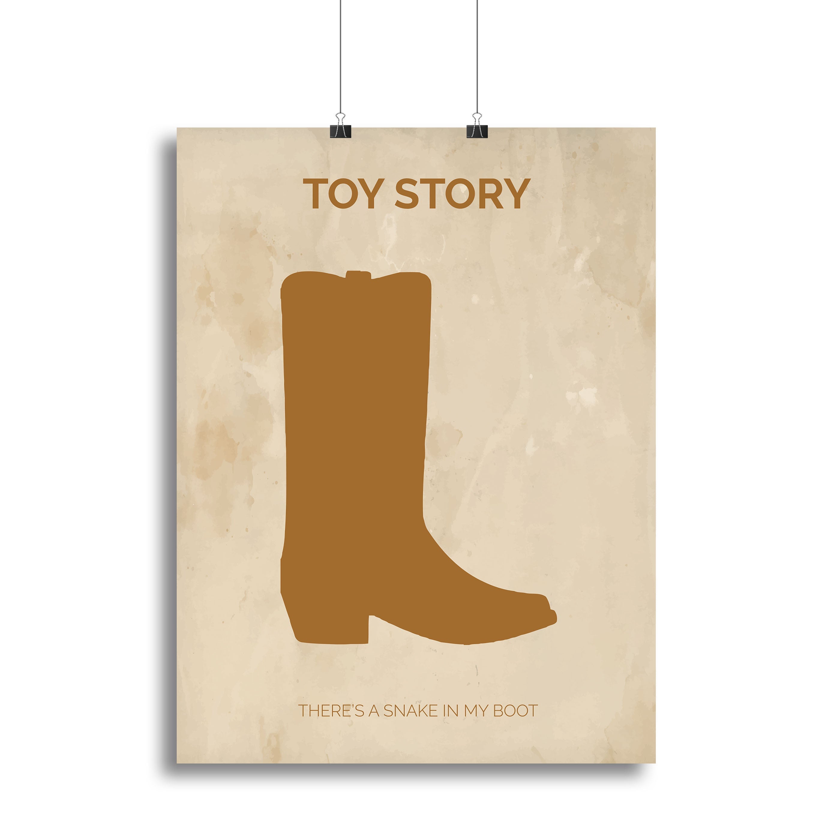 Toy Story Minimal Movie Canvas Print featuring Woody and Buzz Lightyear in a stylish, minimalist design.