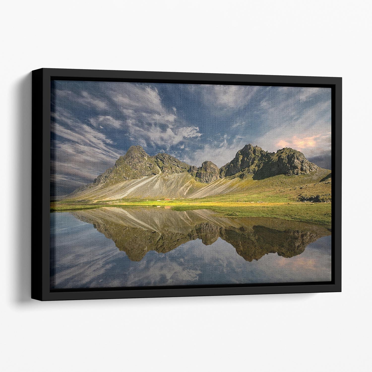 Tranquillity Floating Framed Canvas featuring vibrant abstract art in an elegant wooden frame, perfect for home decor.