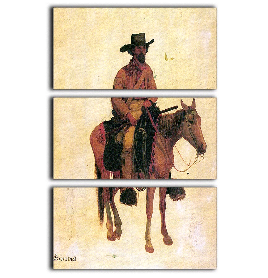 Trapper by Bierstadt 3-panel canvas print showcasing a captivating landscape design, perfect for enhancing any room's decor.