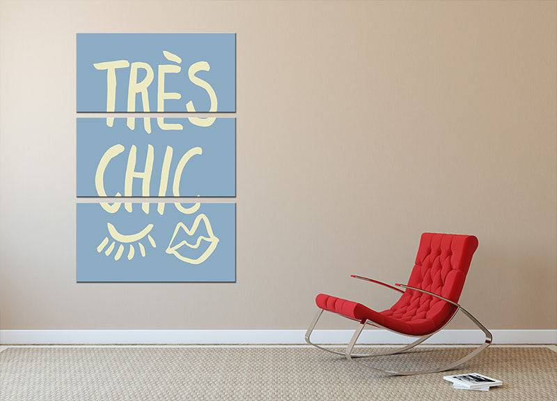 TrAus Chic Blue 3 Split Panel Canvas Print showcasing three elegant panels with a modern design, perfect for enhancing any room's decor.